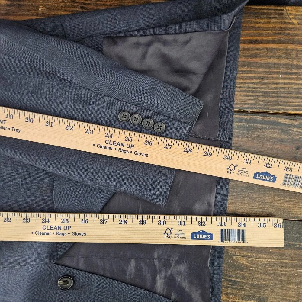 Lauren Ralph Lauren Men's‎ Sport Coat Blazer Two Button Gray Plaid Wool Slim 48L